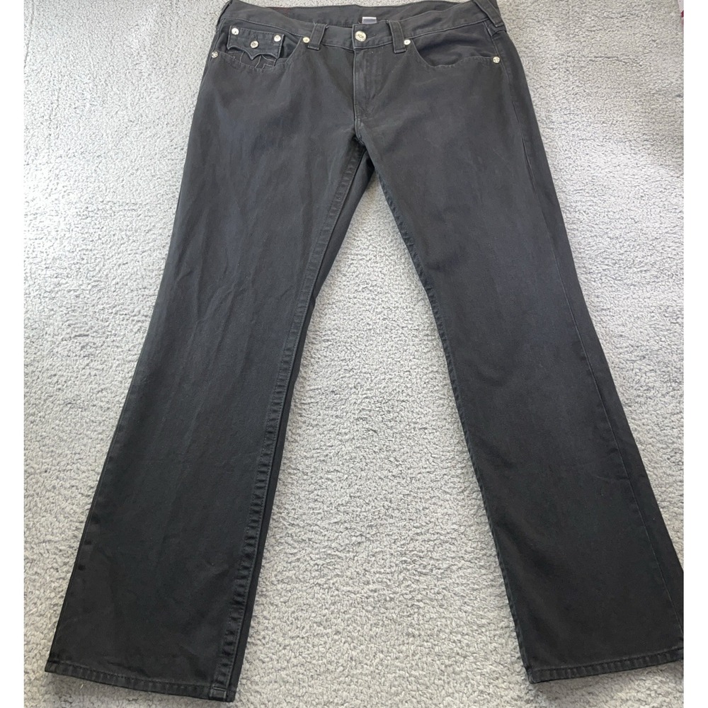 True Religion‎ Ricky T Flap MOZ859BJ9V Men's Sz 38 Black Section Straight Jeans